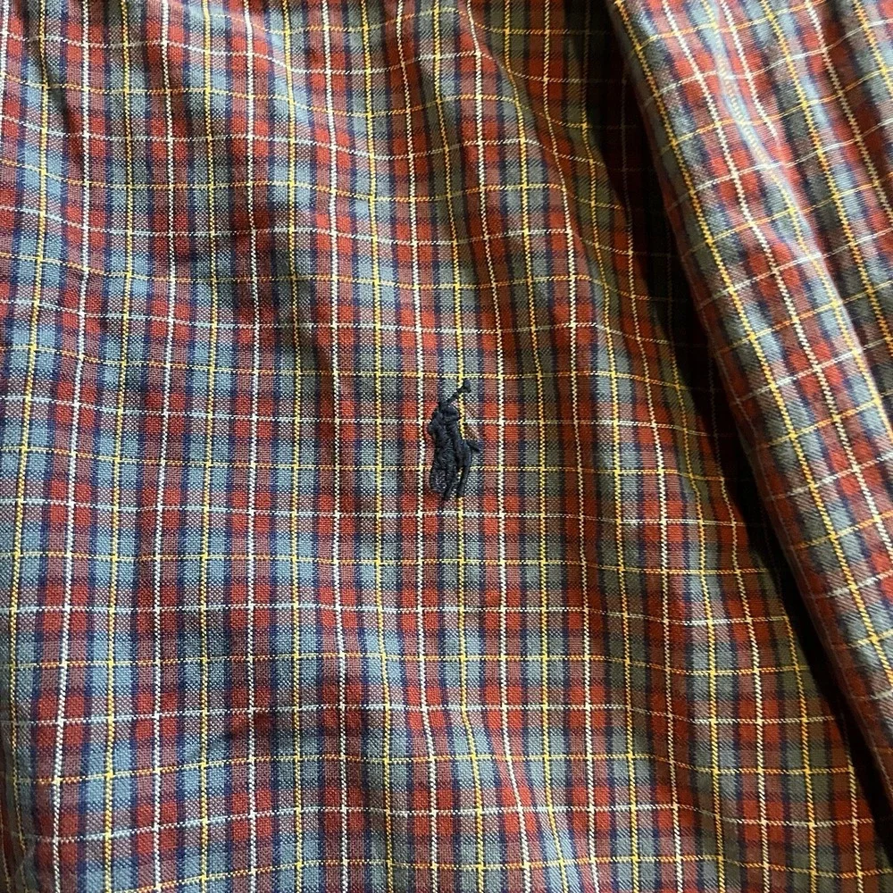 Polo Ralph Lauren Plaid Shirt Men 4XB‎ Blue Multicolor Pony Yellow Long Sleeve
